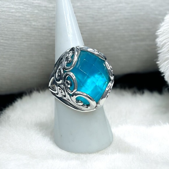 🌺Carolyn Pollack Sterling & Blue Quartz Ring - Picture 1 of 14